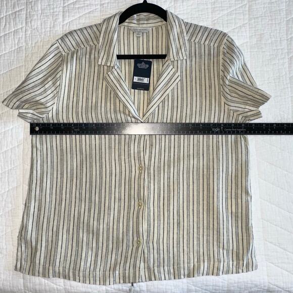 Lucky Brand Beige Linen Blend Short Sleeve Button-Up Shirt Size Small - Picture 8 of 9